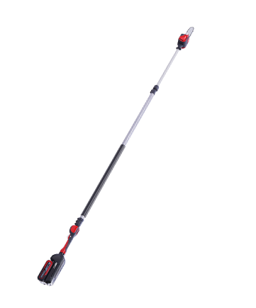 W jaki sposób dźwignia obsługi piły na wysięgniku jest odwzorowana na wysięgniku?